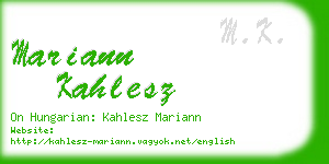 mariann kahlesz business card